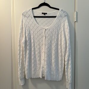 Elegant Soft Off-White Pointelle Cardigan by Lety & Me 2XL